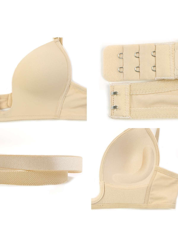 Deep U Plunge Push Up Low Back Wireless Bra