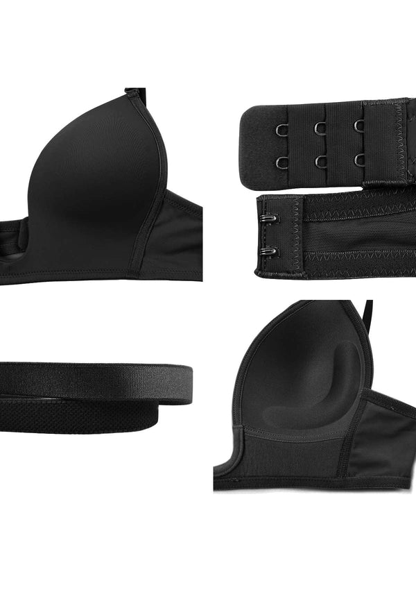 Deep U Plunge Push Up Low Back Wireless Bra