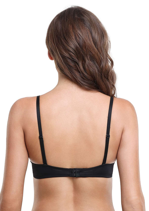 Deep U Plunge Push Up Low Back Wireless Bra