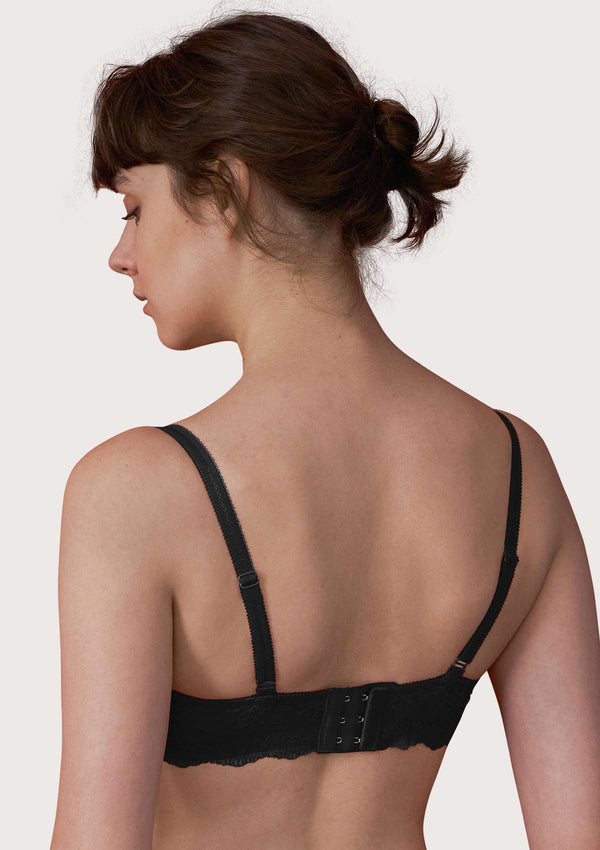 Floral Lace Unlined Bridal Black Balconette Bra