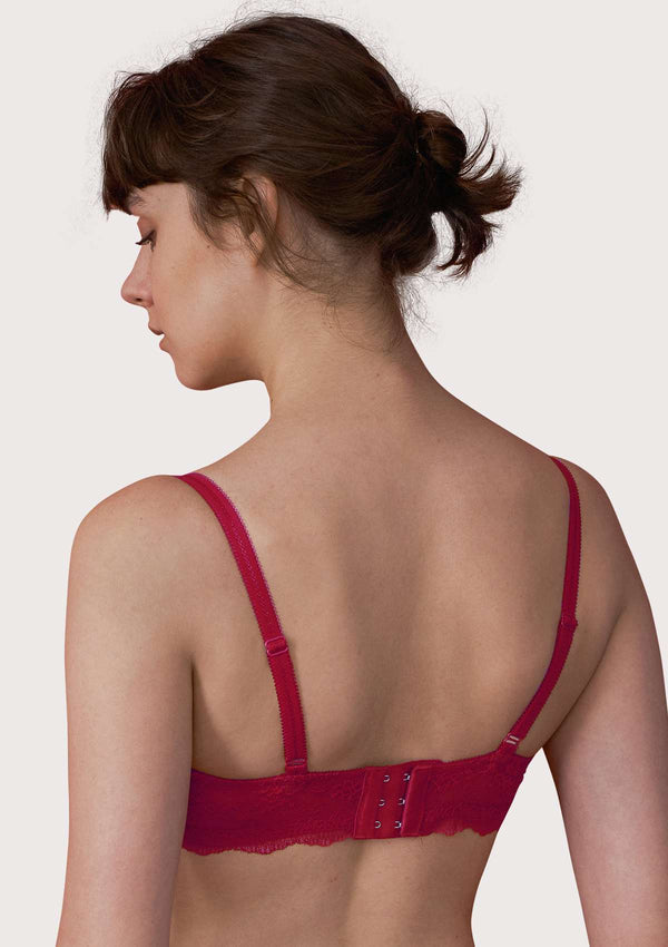 Floral Lace Unlined Bridal Burgundy Balconette Bra