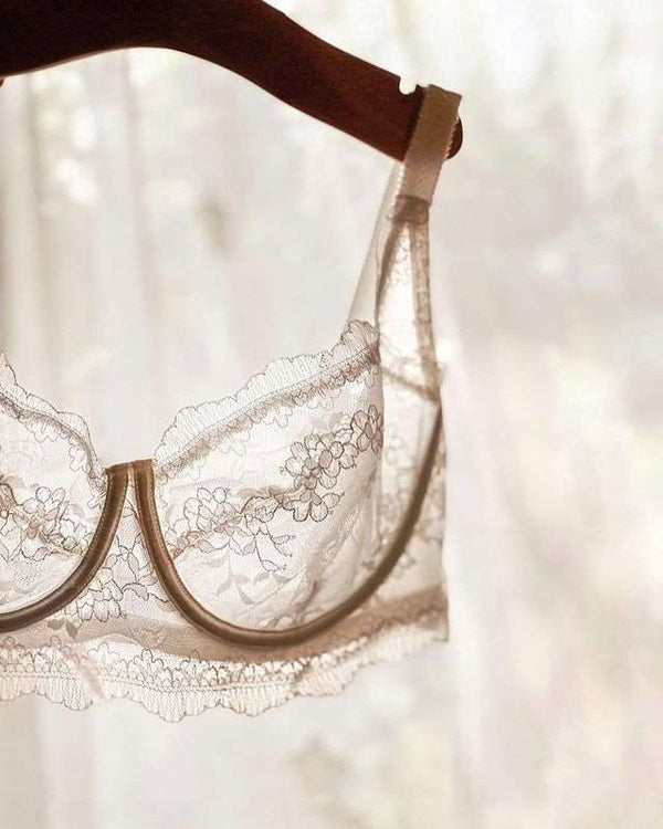 Floral Lace Unlined Bridal Pink Balconette Bra