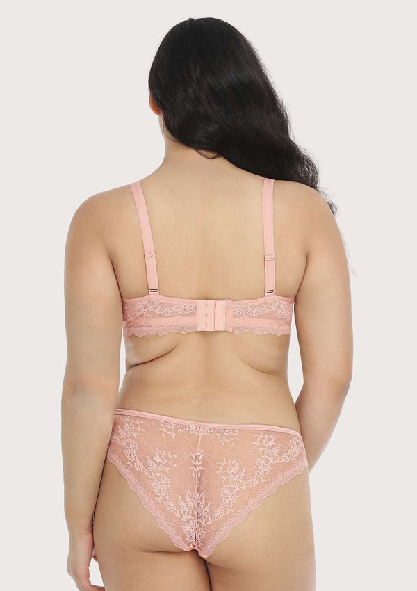 Floral Lace Unlined Bridal Pink Balconette Bra