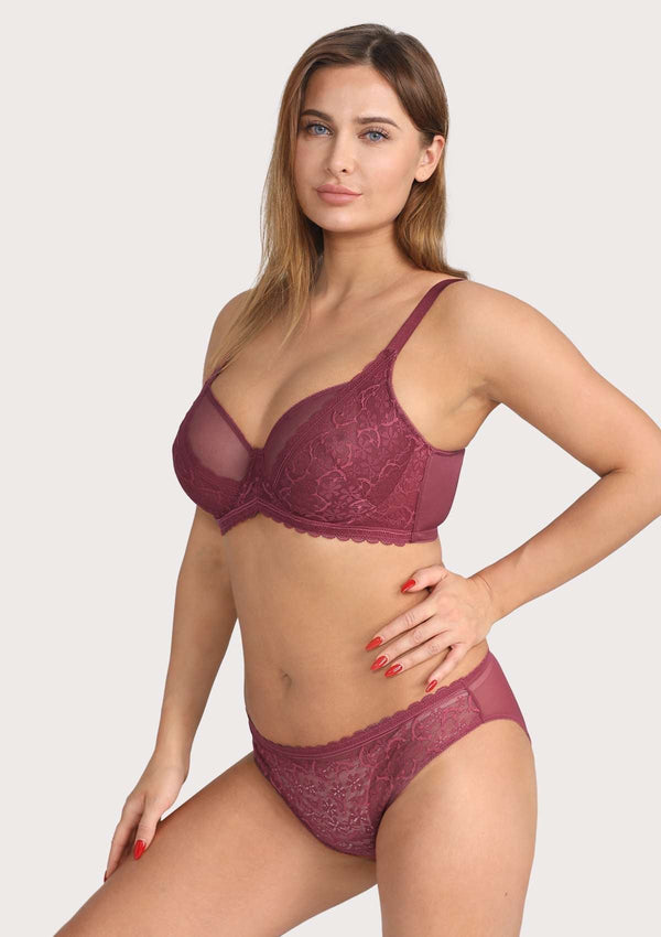 Lace Dolphin Burgundy Underwire Bra
