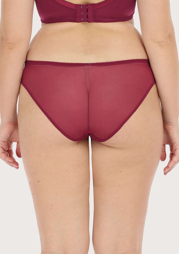 Anemone Lace Dolphin Mid-low Rise Burgundy Bikini Underwear
