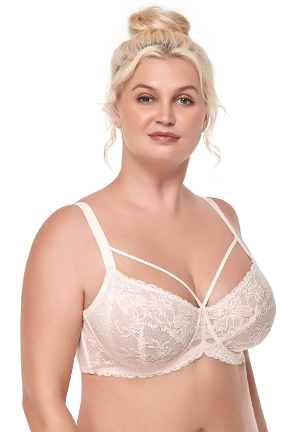Pretty In Petals Blue Unlined Strappy Lace Bra