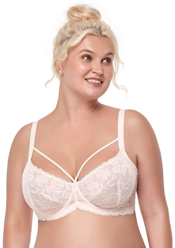 Pretty In Petals Blue Unlined Strappy Lace Bra