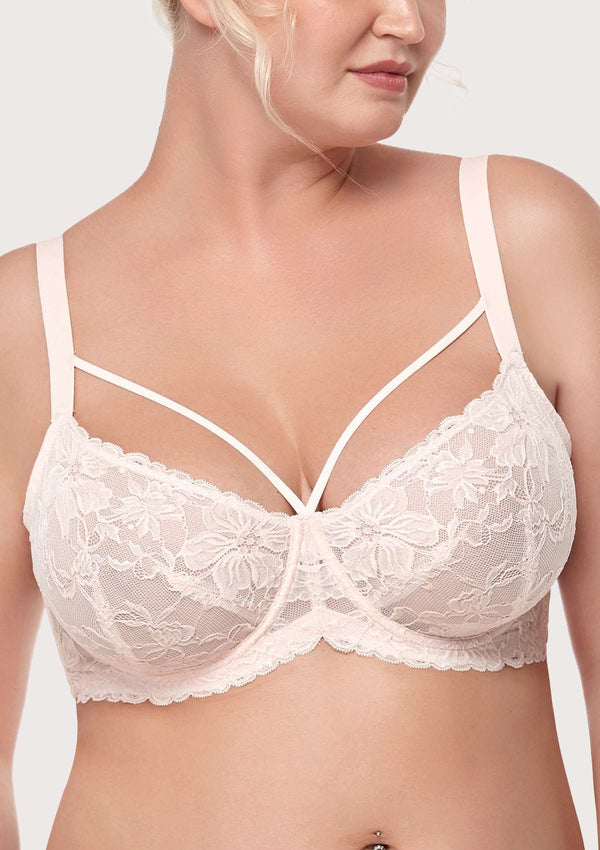 Pretty In Petals Blue Unlined Strappy Lace Bra