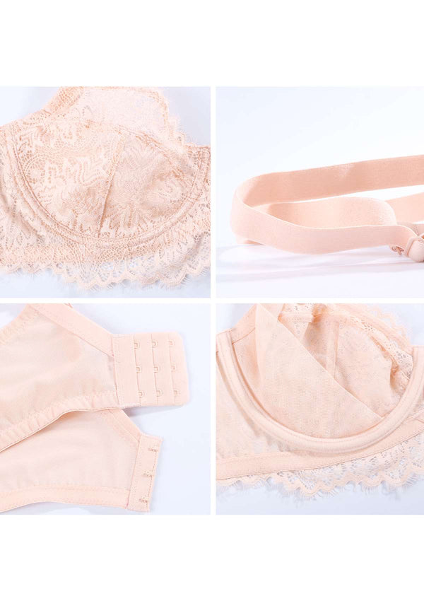 Pink Sunflower Underwire Lace Bra