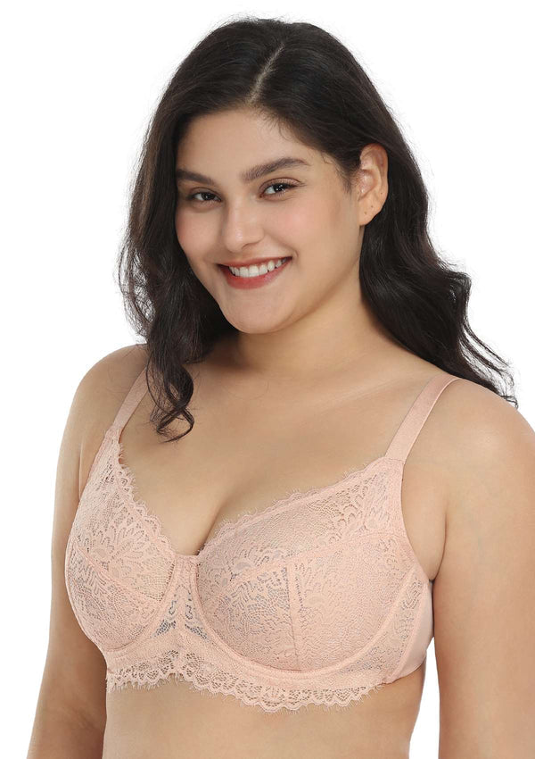 Pink Sunflower Underwire Lace Bra