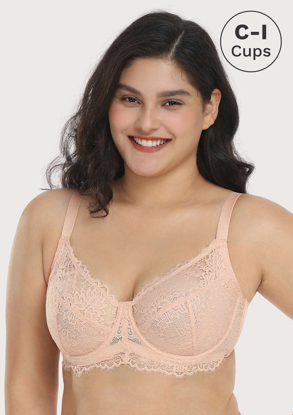 Pink Sunflower Underwire Lace Bra