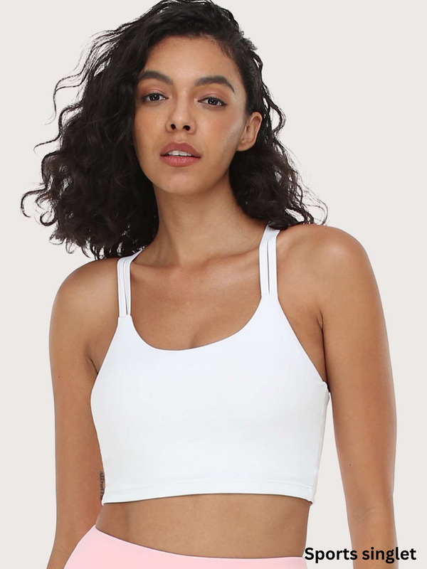 Wireless Low-Impact Crisscross Padded Sports Singlet Sports Bra